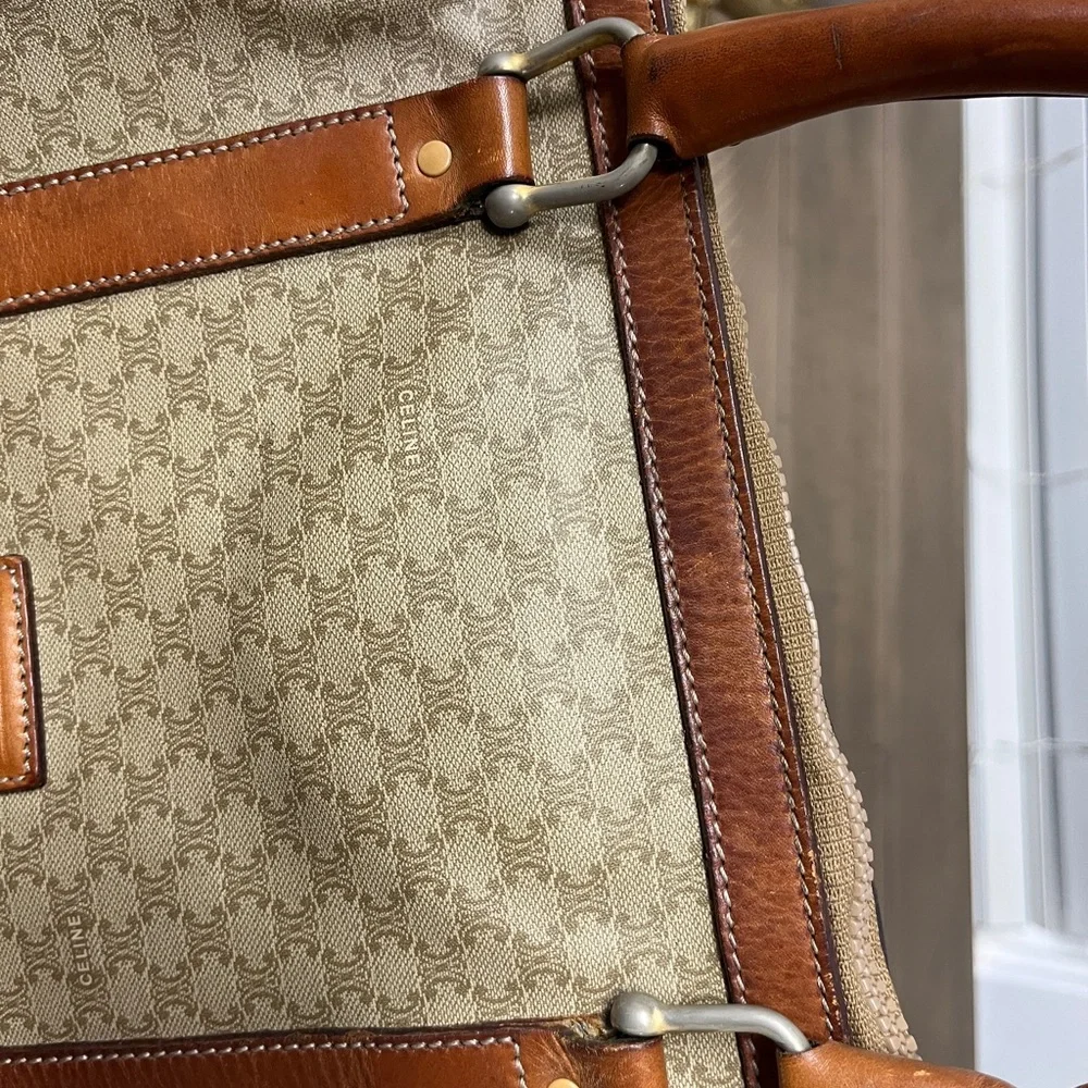 Celine Tan and Brown Duffel Bag, GUC, unisex bag, check pics for rubbed, 19x12”